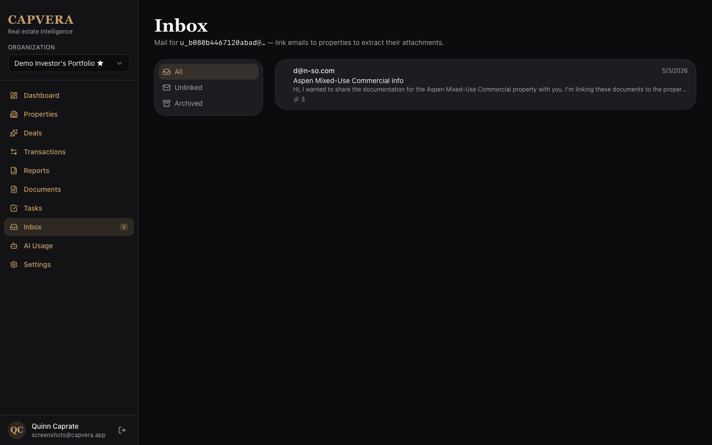 Inbox listing