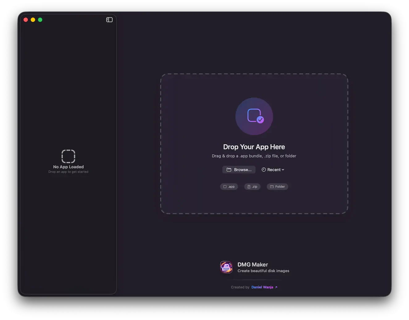 DMGMaker Landing Screen