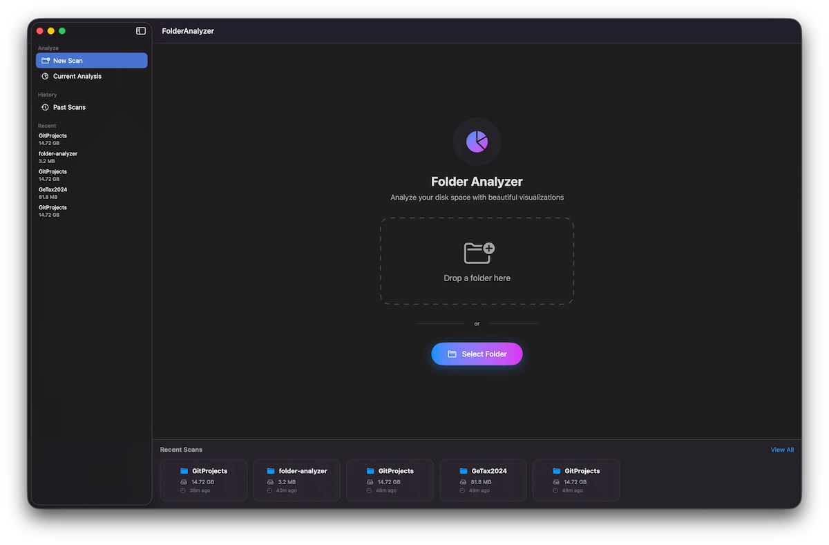Folder Analyzer Welcome Screen