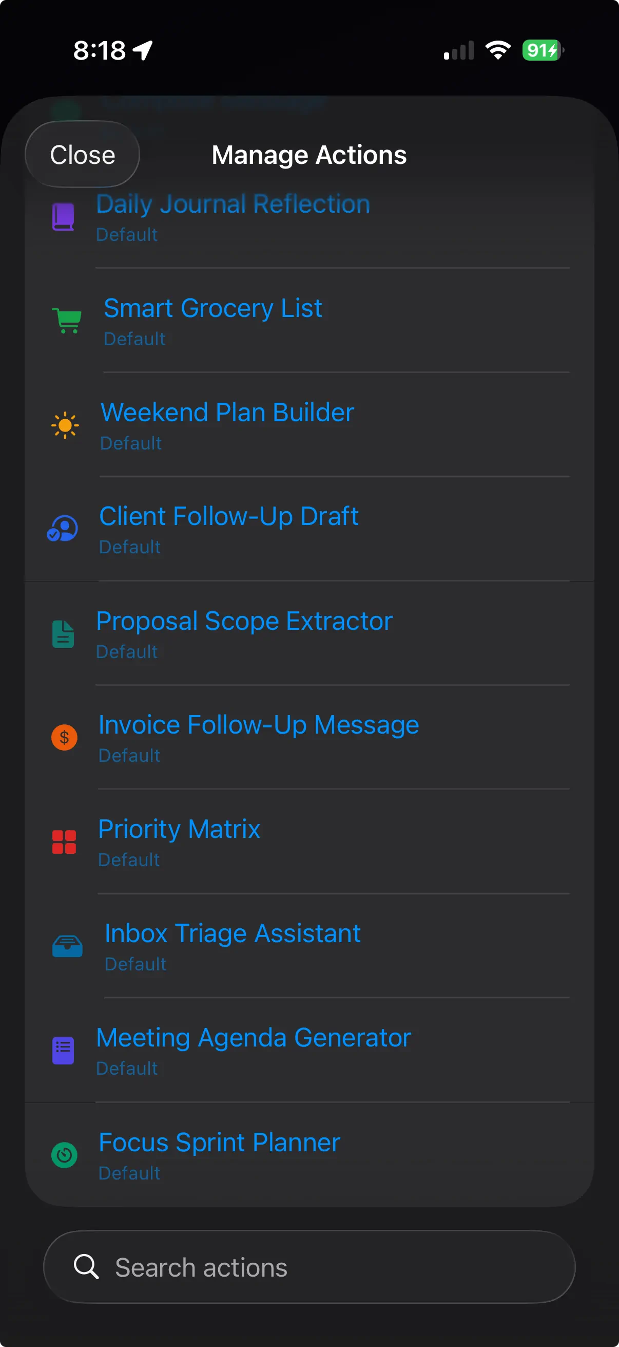 Built-in Actions