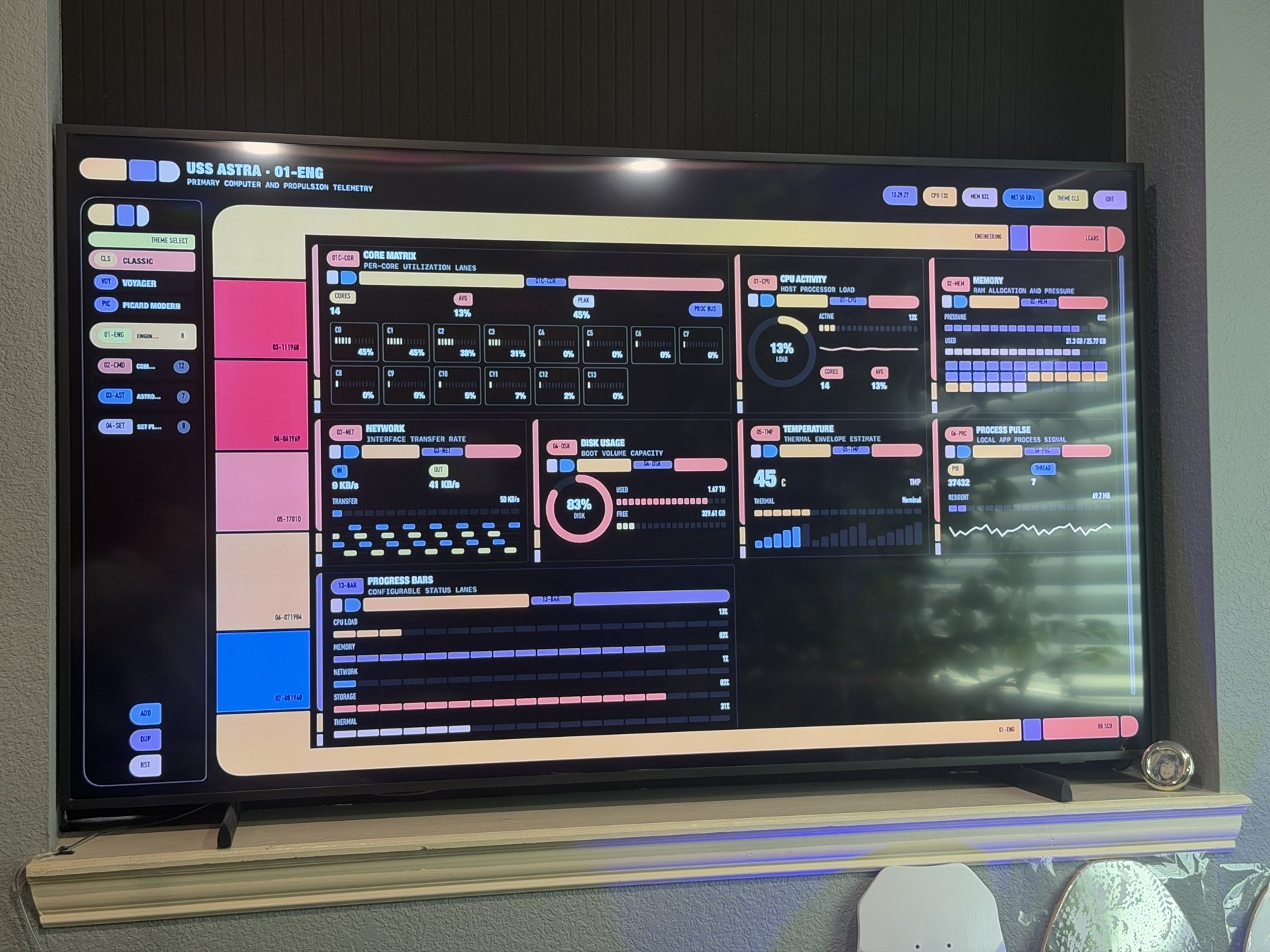The Classic theme on the wall — the first evening it worked