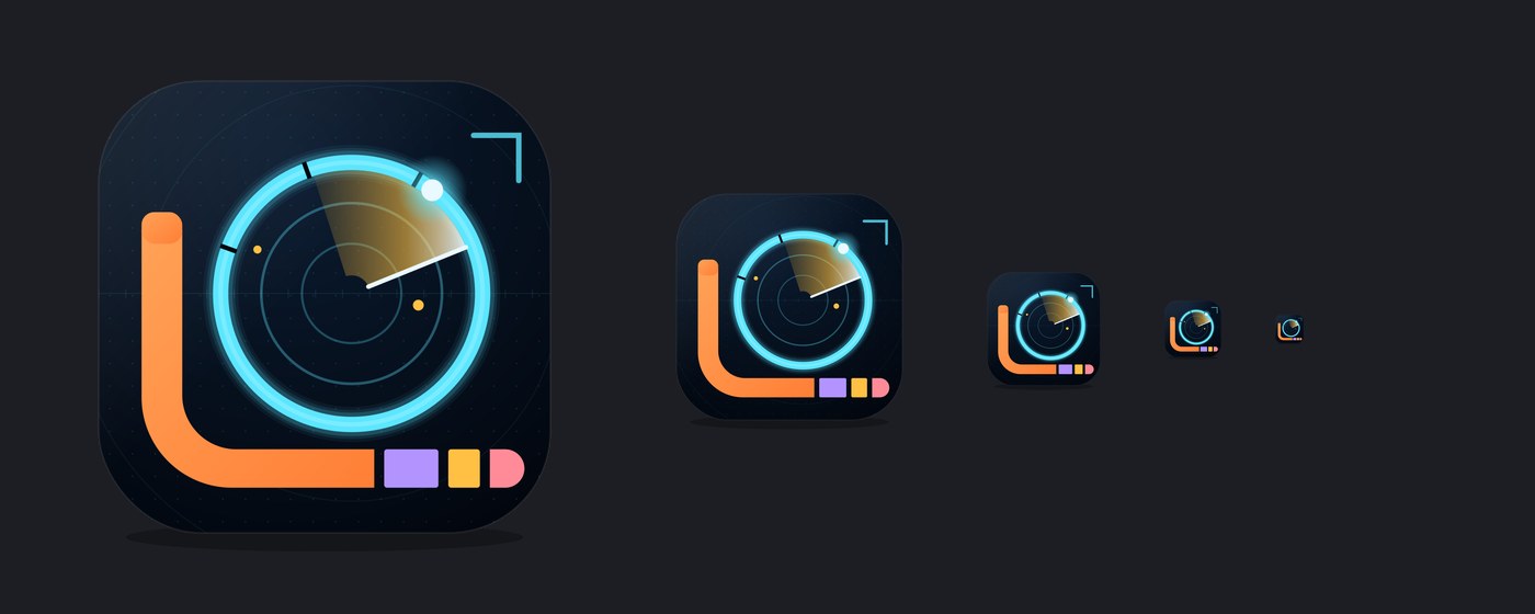 The macOS icon at Dock sizes