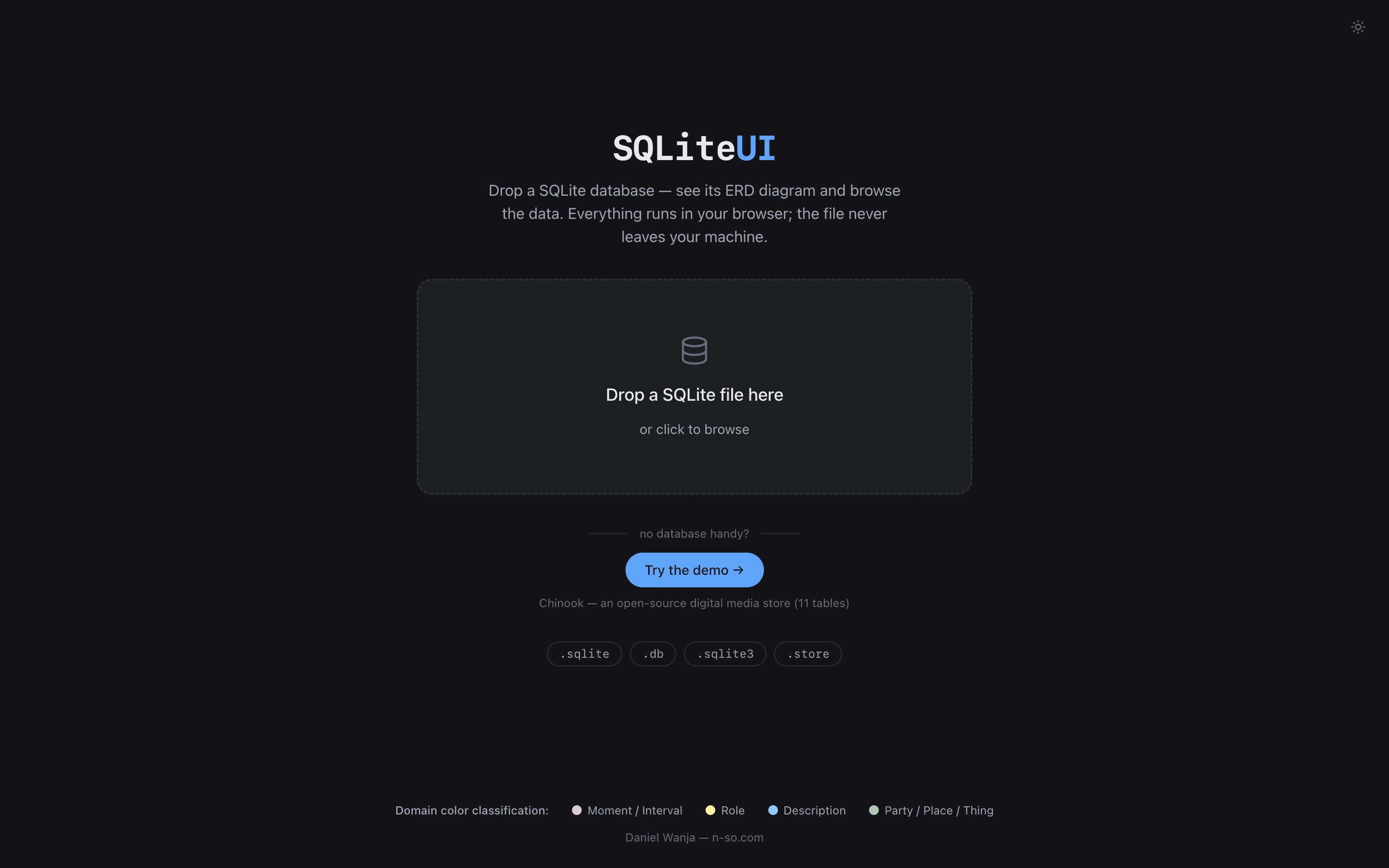 The welcome page — one dropzone, no account
